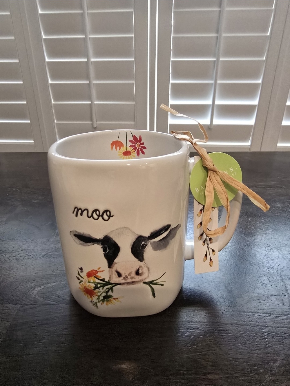Rae Dunn Farmlife " Moo" White Ceramic Mug